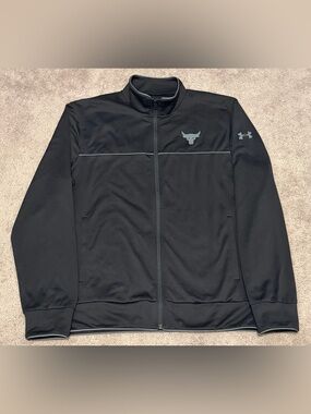 Under Armour Project Rock Mens Medium Black Full Zip Warm-Up Track Jacket